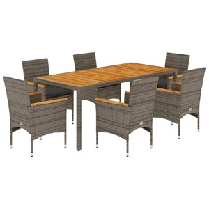Maison exclusive - ensemble à manger de jardin et coussins 7 pcs gris rotin acac