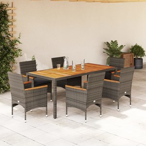 Maison exclusive - ensemble à manger de jardin et coussins 7 pcs gris rotin acac