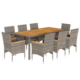 Maison exclusive - ensemble à manger de jardin et coussins 9 pcs gris rotin acac