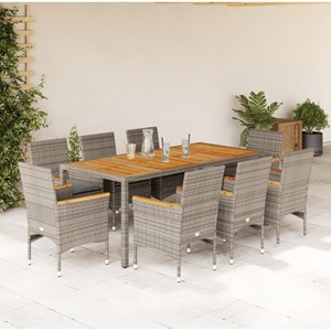 Maison exclusive - ensemble à manger de jardin et coussins 9 pcs gris rotin acac