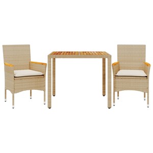 Maison exclusive - ensemble à manger de jardin et coussins 3pcs beige rotin acac