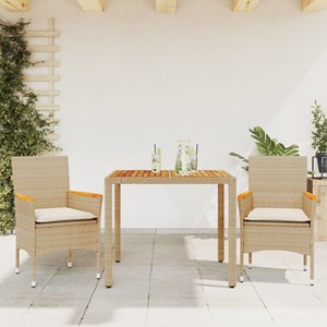 Maison exclusive - ensemble à manger de jardin et coussins 3pcs beige rotin acac