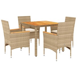 Maison exclusive - ensemble à manger de jardin et coussins 5pcs beige rotin acac