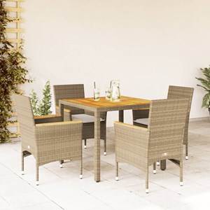 Maison exclusive - ensemble à manger de jardin et coussins 5pcs beige rotin acac