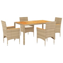 Maison exclusive - ensemble à manger de jardin et coussins 5pcs beige rotin acac
