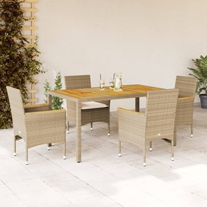 Maison exclusive - ensemble à manger de jardin et coussins 5pcs beige rotin acac