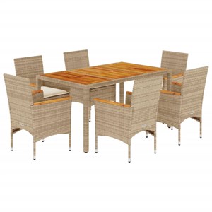 Maison exclusive - ensemble à manger de jardin et coussins 7pcs beige rotin acac