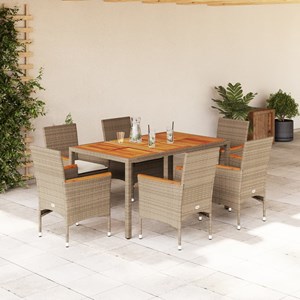 Maison exclusive - ensemble à manger de jardin et coussins 7pcs beige rotin acac