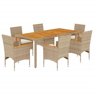 Maison exclusive - ensemble à manger de jardin et coussins 7pcs beige rotin acac