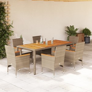 Maison exclusive - ensemble à manger de jardin et coussins 7pcs beige rotin acac