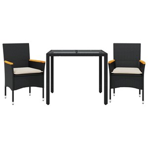 Maison exclusive - ensemble à manger de jardin et coussins 3 pcs noir rotin verr