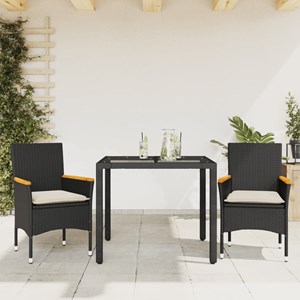 Maison exclusive - ensemble à manger de jardin et coussins 3 pcs noir rotin verr