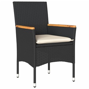 Maison exclusive - ensemble à manger de jardin et coussins 3 pcs noir rotin verr