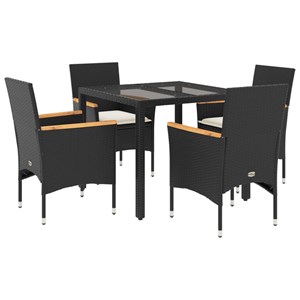 Maison exclusive - ensemble à manger de jardin et coussins 5 pcs noir rotin verr