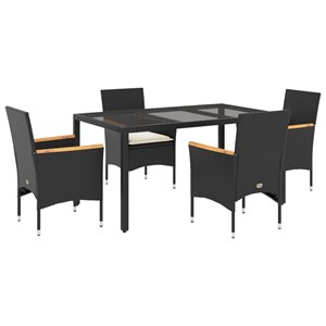 Maison exclusive - ensemble à manger de jardin et coussins 5 pcs noir rotin verr