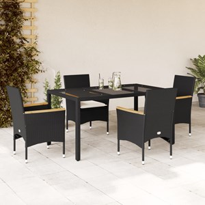 Maison exclusive - ensemble à manger de jardin et coussins 5 pcs noir rotin verr