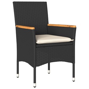 Maison exclusive - ensemble à manger de jardin et coussins 5 pcs noir rotin verr