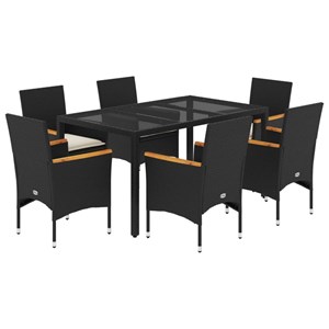 Maison exclusive - ensemble à manger de jardin et coussins 7 pcs noir rotin acac