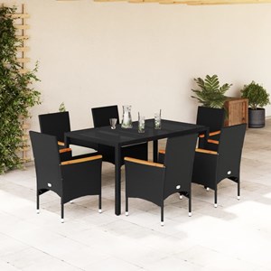 Maison exclusive - ensemble à manger de jardin et coussins 7 pcs noir rotin acac