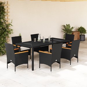 Maison exclusive - ensemble à manger de jardin et coussins 7 pcs noir rotin acac