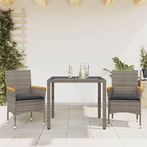 Maison exclusive - ensemble à manger de jardin et coussins 3 pcs gris rotin verr