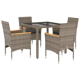Maison exclusive - ensemble à manger de jardin et coussins 5 pcs gris rotin verr