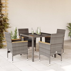 Maison exclusive - ensemble à manger de jardin et coussins 5 pcs gris rotin verr