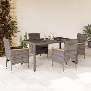 Maison exclusive - ensemble à manger de jardin et coussins 5 pcs gris rotin verr