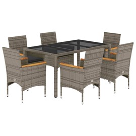 Maison exclusive - ensemble à manger de jardin et coussins 7 pcs gris rotin verr