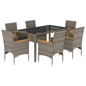 Maison exclusive - ensemble à manger de jardin et coussins 7 pcs gris rotin verr