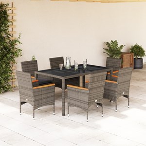 Maison exclusive - ensemble à manger de jardin et coussins 7 pcs gris rotin verr