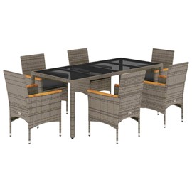 Maison exclusive - ensemble à manger de jardin et coussins 7 pcs gris rotin verr