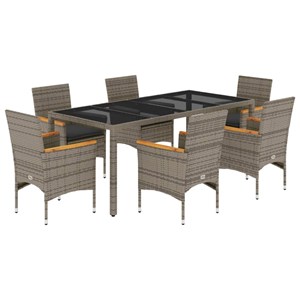 Maison exclusive - ensemble à manger de jardin et coussins 7 pcs gris rotin verr