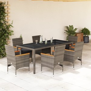 Maison exclusive - ensemble à manger de jardin et coussins 7 pcs gris rotin verr