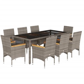 Maison exclusive - ensemble à manger de jardin et coussins 9 pcs gris rotin verr