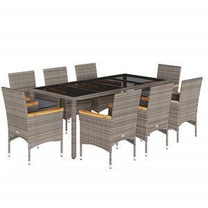 Maison exclusive - ensemble à manger de jardin et coussins 9 pcs gris rotin verr