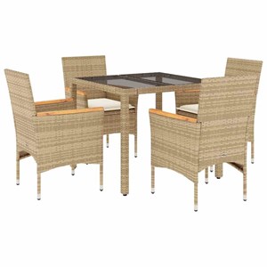 Maison exclusive - ensemble à manger de jardin et coussins 5 pcs beige rotin ver
