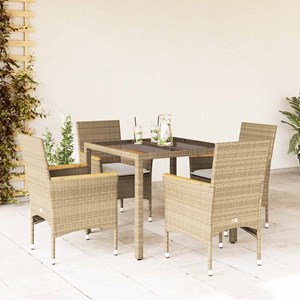 Maison exclusive - ensemble à manger de jardin et coussins 5 pcs beige rotin ver