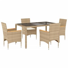 Maison exclusive - ensemble à manger de jardin et coussins 5 pcs beige rotin ver
