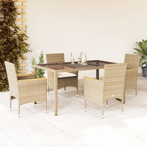 Maison exclusive - ensemble à manger de jardin et coussins 5 pcs beige rotin ver