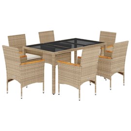 Maison exclusive - ensemble à manger de jardin et coussins 7 pcs beige rotin ver