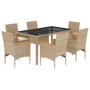 Maison exclusive - ensemble à manger de jardin et coussins 7 pcs beige rotin ver