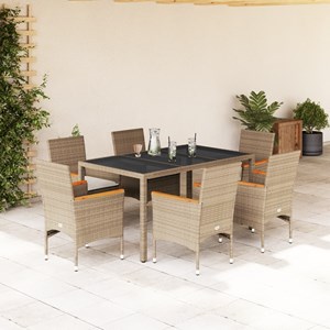 Maison exclusive - ensemble à manger de jardin et coussins 7 pcs beige rotin ver
