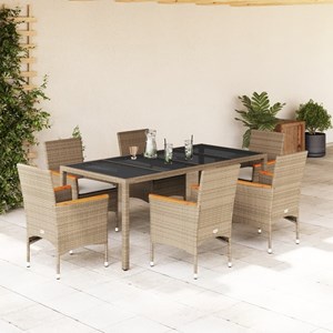 Maison exclusive - ensemble à manger de jardin et coussins 7 pcs beige rotin ver