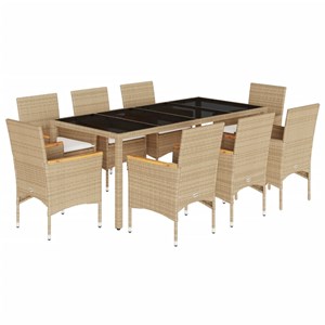 Maison exclusive - ensemble à manger de jardin et coussins 9 pcs beige rotin ver