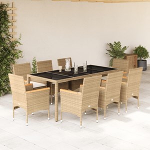 Maison exclusive - ensemble à manger de jardin et coussins 9 pcs beige rotin ver