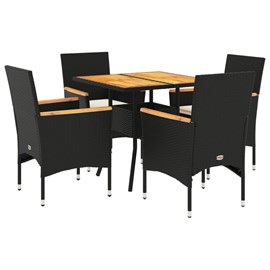 Maison exclusive - ensemble à manger de jardin et coussins 5 pcs noir rotin acac
