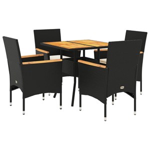 Maison exclusive - ensemble à manger de jardin et coussins 5 pcs noir rotin acac