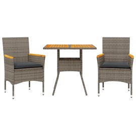 Maison exclusive - ensemble à manger de jardin et coussins 3 pcs gris rotin acac