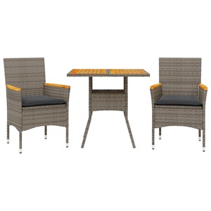 Maison exclusive - ensemble à manger de jardin et coussins 3 pcs gris rotin acac